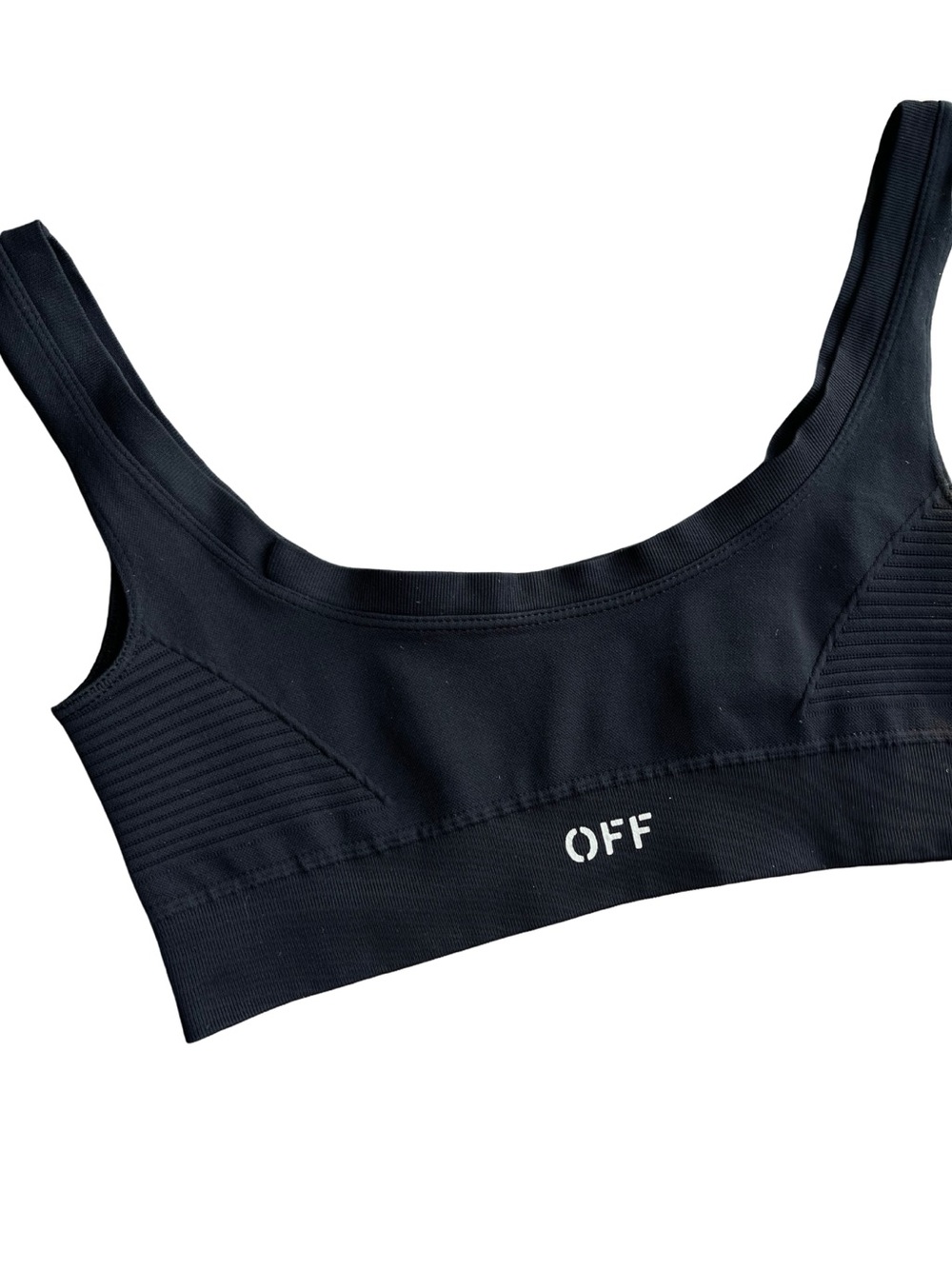 Off-White Black Logo Stretch Sports Bra